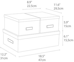 Inge 3 db-os fehér tárolódoboz szett - Bigso Box of Sweden