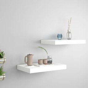 2 db fehér MDF lebegő fali polc 40 x 23 x 3,8 cm