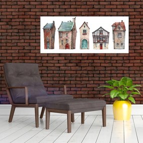 Kép - Akvarell házak (120x50 cm)
