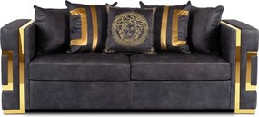 Háromszemélyes kanapé fekete/arany színben. PALLAZO 3S