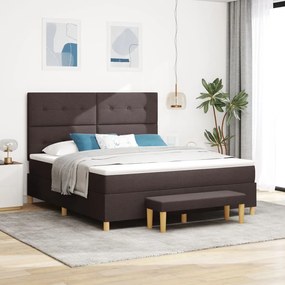 Boxspring Ágy Mattal és Pad Dark Brown 180x200 cm Szövet
