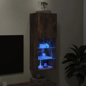 füstös tölgy színű TV-szekrény LED lámpákkal 40,5 x 30 x 102 cm