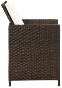 4 db barna polyrattan kerti szék párnával