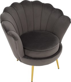 Art-deco stílusú fotel, szürkésbarna Velvet szövet/gold arany króm, NOBLEO