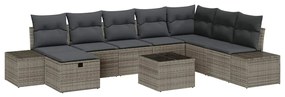 vidaXL Kerti Kanapé Szett párnával 9 pcs Szürke Poli rattan