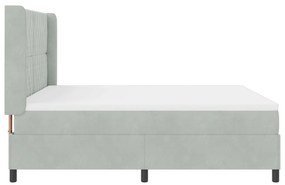 Boxspring Ágy Matrac Fény Szürke 180x200 cm Bársony