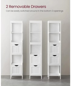 Fürdőszobai magas szekrény, fehér 30x30x141cm