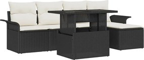 vidaXL Kerti Kanapé Szett párnával 8 pcs Fekete Poli rattan
