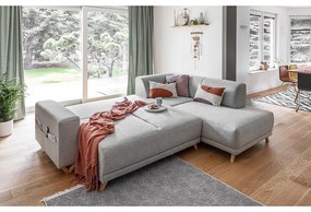 Világosszürke kinyitható-tárolóhelyes sarokkanapé (jobb oldali-L alakú) Classy Sophie – Miuform