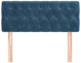 sötétkék bársony fejtámla 100x7x78/88 cm