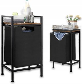 Szabadonálló Szennyestartó Kosár Polccal Ipari Loft Fa 72x50x33 CM