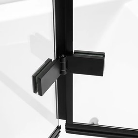 Stuxi Ravenna Black 100x140 összecsukható 2 szárnyú kádparaván 6 mm vastag vízlepergető biztonsági üveggel, fekete elemekkel