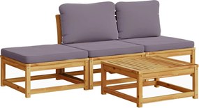 vidaXL 4 részes tömör akácfa kerti ülőgarnitúra párnákkal