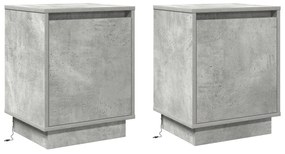 LED világítással ellátott éjjeli szekrények 2 db Beton Szürke 39x34,5x50 cm