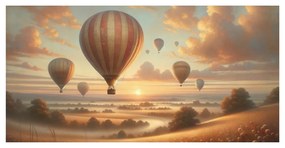 Kép naplemente ballonokkal