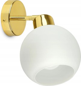Fali lámpa Arany üveg gömb fehér matt