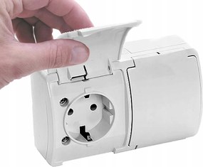 Vipalst Falra szerelhető Dupla Hermetikus Schuko Flip-flop Aljzat Fehér IP44