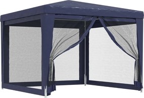 Kék HDPE rendezvénysátor 4 hálós oldalfallal 3x3 m
