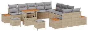 vidaXL Kerti Kanapé Szett 13 pcs Bézs polirattan