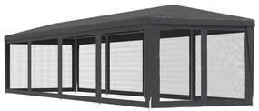 antracitszürke HDPE rendezvénysátor 10 hálós oldalfallal 3x12 m