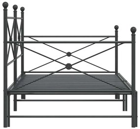 kihúzható kanapéágy matrac nélkül fekete 100x190 cm acél