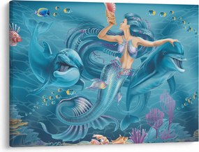 Kép - Sellő delfinekkel (70x50 cm)