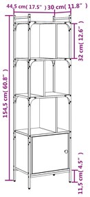 sonoma tölgy szerelt fa könyvespolc ajtóval 44,5x30x154,5 cm