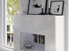 Vitrin Brenali BR01 (fehér + fényes fehér) (fehér LED világítás). 1053844