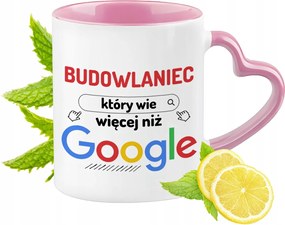 Építő bögre Rózsaszín, szív alakú füllel Kávé Ajándék