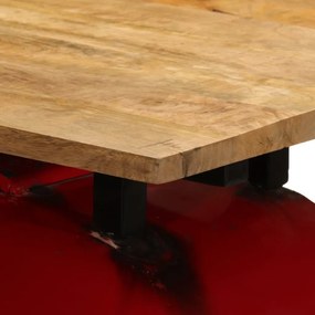 piros és barna tömör mangófa traktor bárasztal 55x120x107 cm