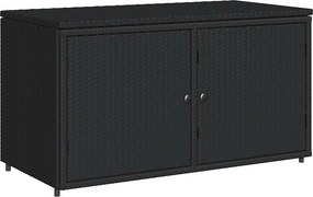 vidaXL fekete polyrattan kerti tárolószekrény 110 x 55 x 60,5 cm