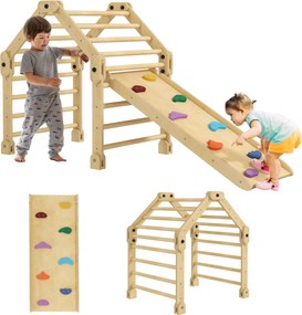AIYAPLAY 3 az 1-ben Összecsukható Mászókeret 18-48 hónapos gyerekeknek Csúszdával vagy Mászó Rámpával 175x70x89 cm Többszínű | Aosom