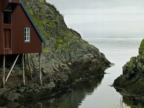 Poszter 40x30cm Kis faház az emeleten a tengerparton, Assaf Frank