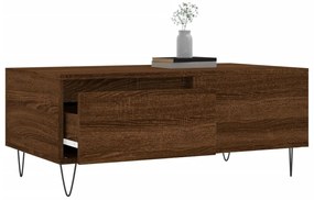 Barna tölgyszínű szerelt fa dohányzóasztal 90x50x36,5 cm