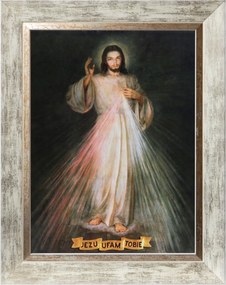 Jézus Bízom Benned Vallásos Vászonkép Fehér Díszített Keretben 30X40