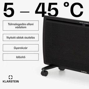 Klarstein Hot Spot Slimcurve Double Wave, konvektor, 2 az 1-ben fűtőtest, 2000 W, heti időzítő, fekete