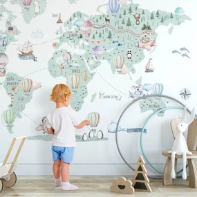INSPIO Nagyméretű, óriás világtérkép falmatrica fiúknak