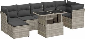 vidaXL 8 részes világosszürke polyrattan kerti ülőgarnitúra párnával