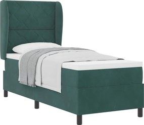 vidaXL Boxrugós ágy matracmal Sötétzöld 200 x 80 cm Poliészter