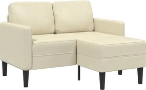 vidaXL krémszínű műbőr 2 üléses kanapé L-alakú kanapéval 125 cm