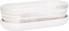 Kaktusz kaspó Kerámia világos beton ovális matt 29cm állvánnyal