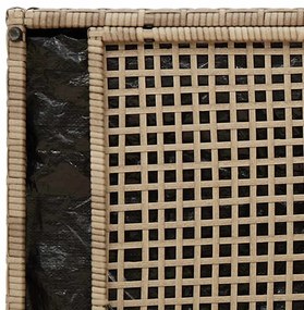 bézs polyrattan kültéri tárolópad párnával 100 cm