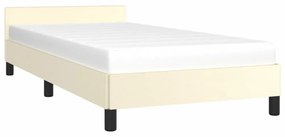 krémszínű ágykeret fejtámlával matrac nélkül 80 x 200 cm