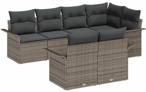 vidaXL Kerti Kanapé Szett párnával tárolóval 7 pcs Szürke Poli rattan