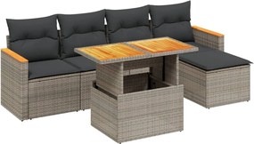 vidaXL 6 részes szürke polyrattan kerti ülőgarnitúra párnákkal