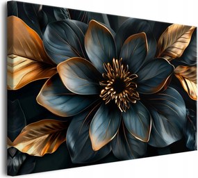 Vászonkép falikép nappaliba Virág és arany levelek 80x120cm