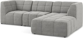 Szürke buklé sarokkanapé (jobb oldali-heverő résszel) Aloha – Makamii