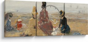 Kép - Eugène Boudin, On the Beach, Trouville, reprodukciók (órával) (90x30 cm)
