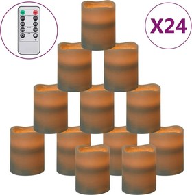 vidaXL 24 db lángmentes meleg fehér LED-es gyertya távirányítóval