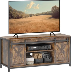 HOMCOM TV Szekrény 2 Csúszóajtóval 120 cm hosszú TV Alap Konzol integrált kábelkezeléssel 60 hüvelykes TV-hez Barna 120 x 40 x 54 cm | Aosom